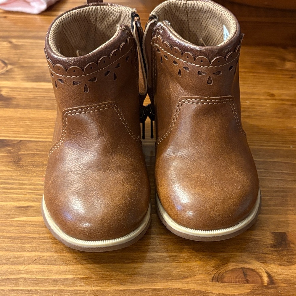 Stride Rite Tan Kids Boots with Decorative Trim